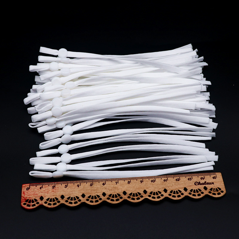 Mask Lanyard Adjustable - 100Pcs15CM/5mm Black and White Elastic Band