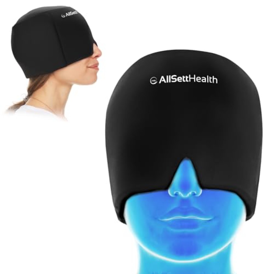 Black Face Mask Pack - Migraine Relief Cap Ice Head Wrap