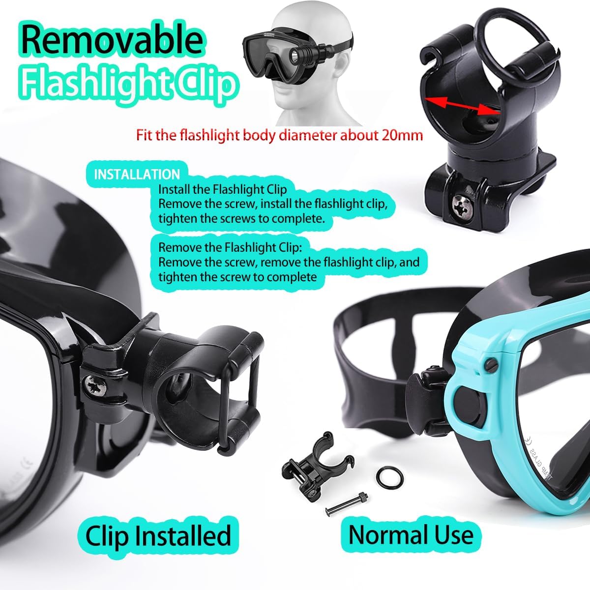 Scuba Diving Mask with flashli – обзор и цена Silicone Mask Bracket